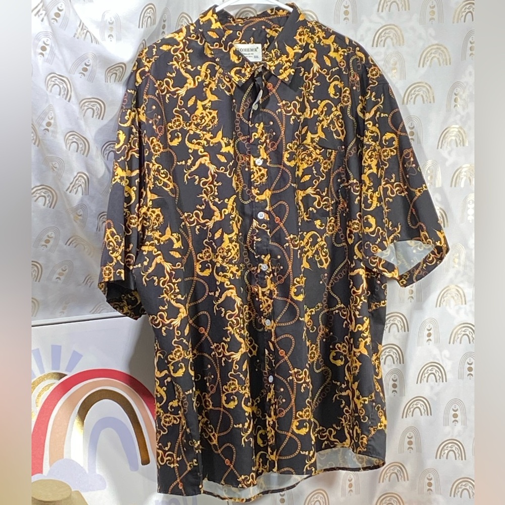 Elegant Black and Gold Men's Shirt